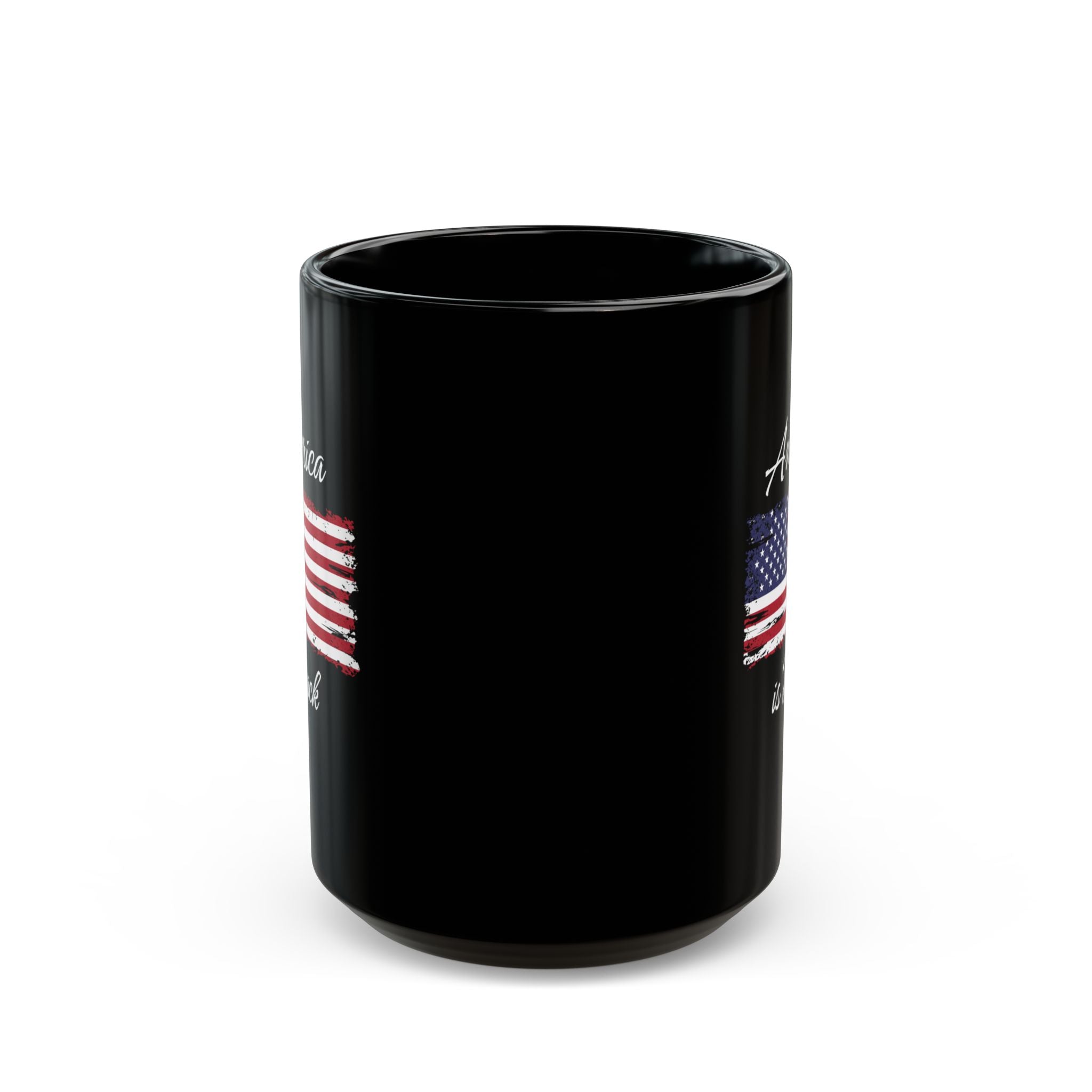 America Is Back Cursive Black Mug 15oz