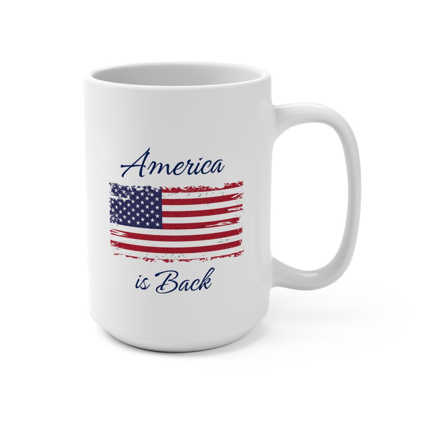 America Is Back White Cursive Mug 15oz