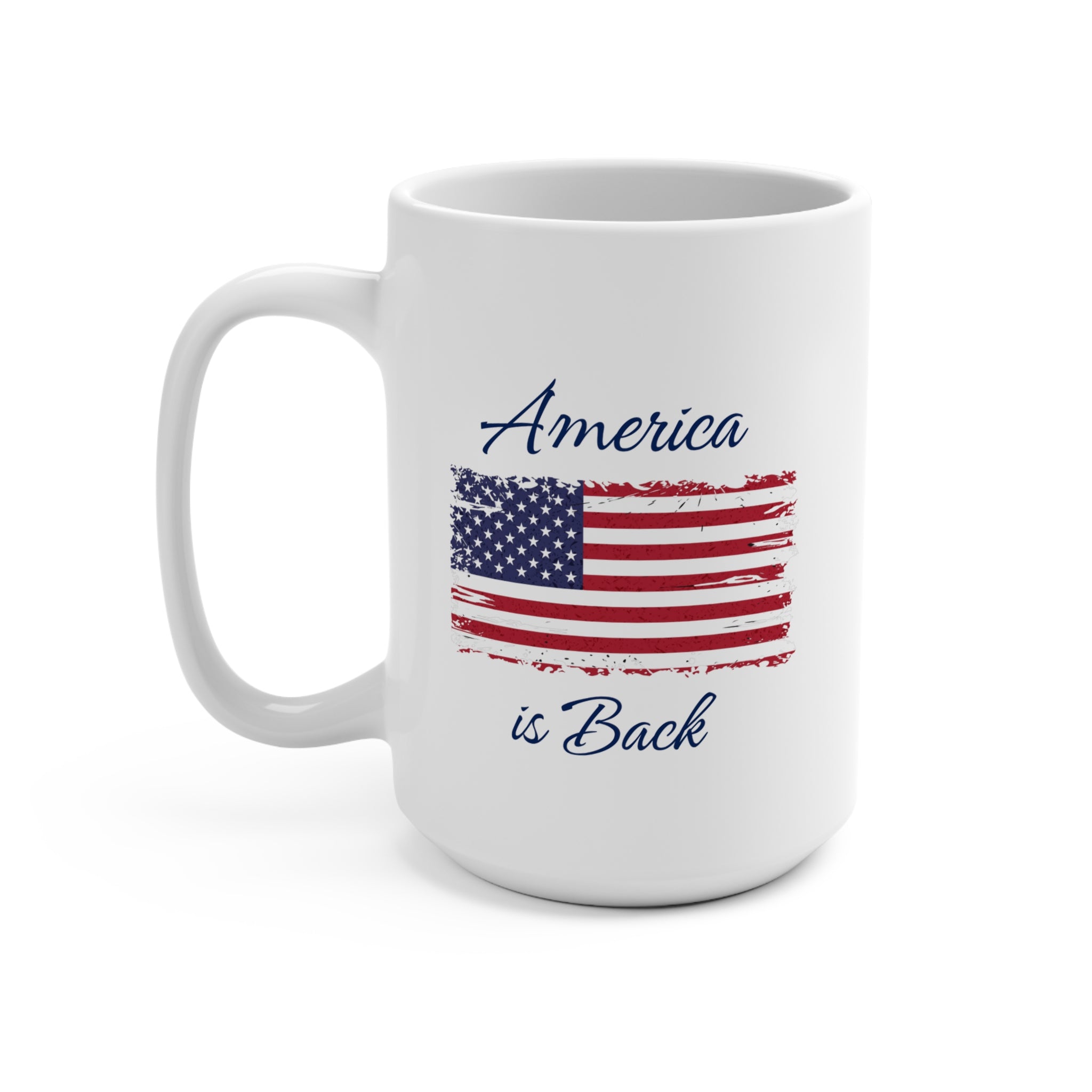America Is Back White Cursive Mug 15oz