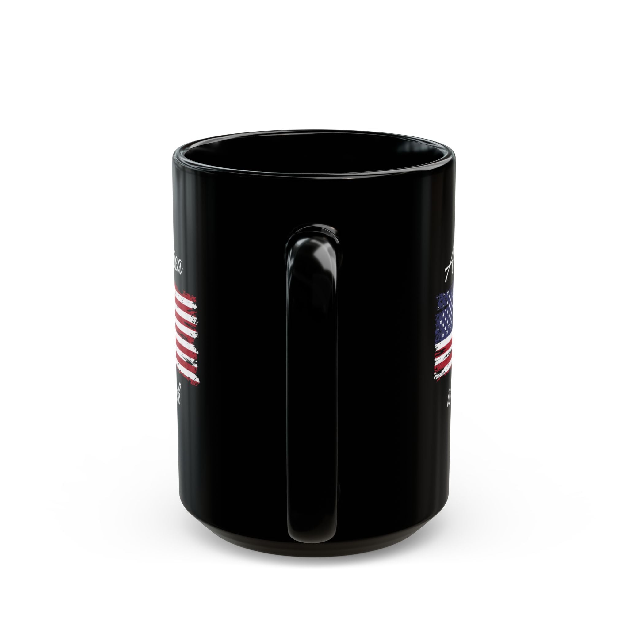 America Is Back Cursive Black Mug 15oz