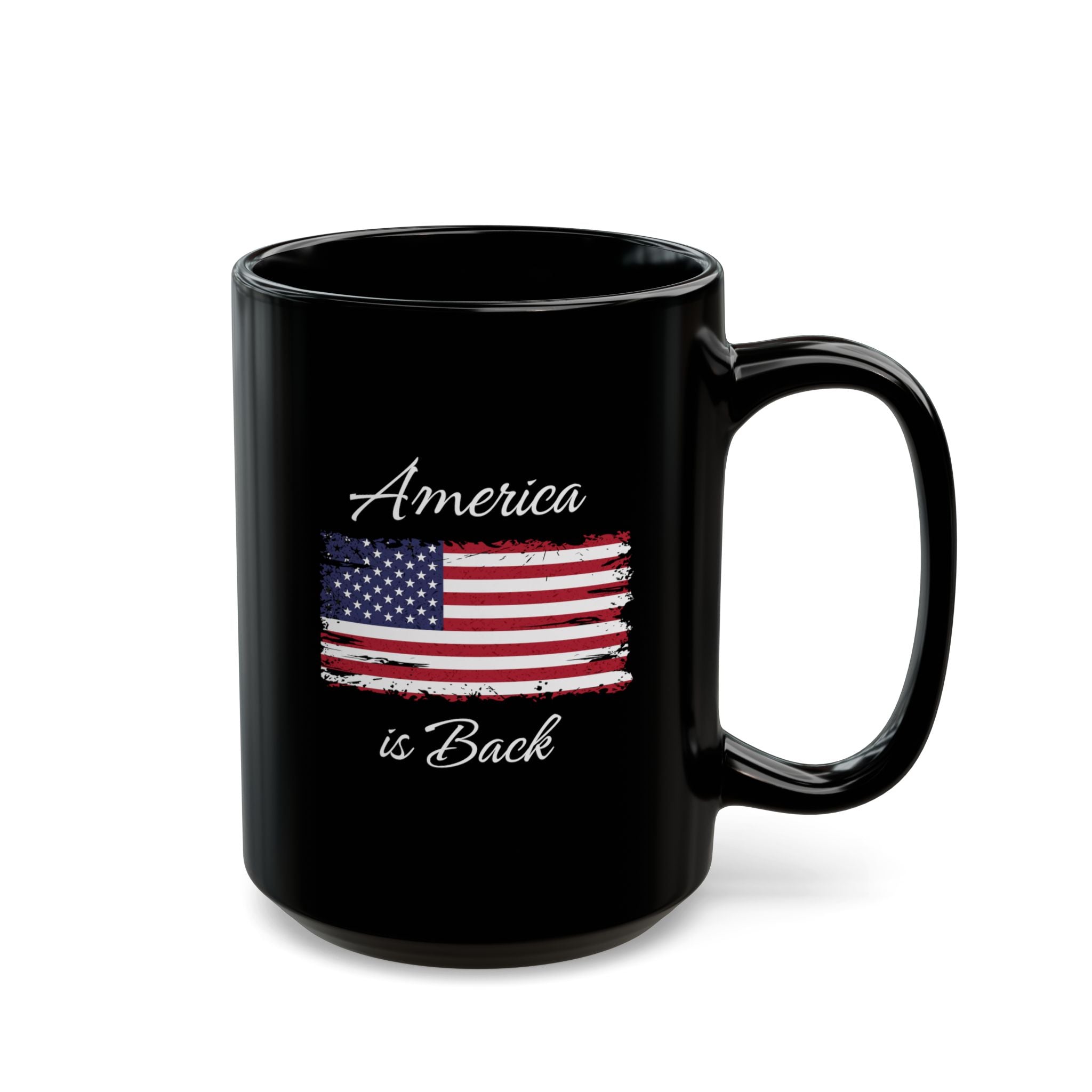America Is Back Cursive Black Mug 15oz