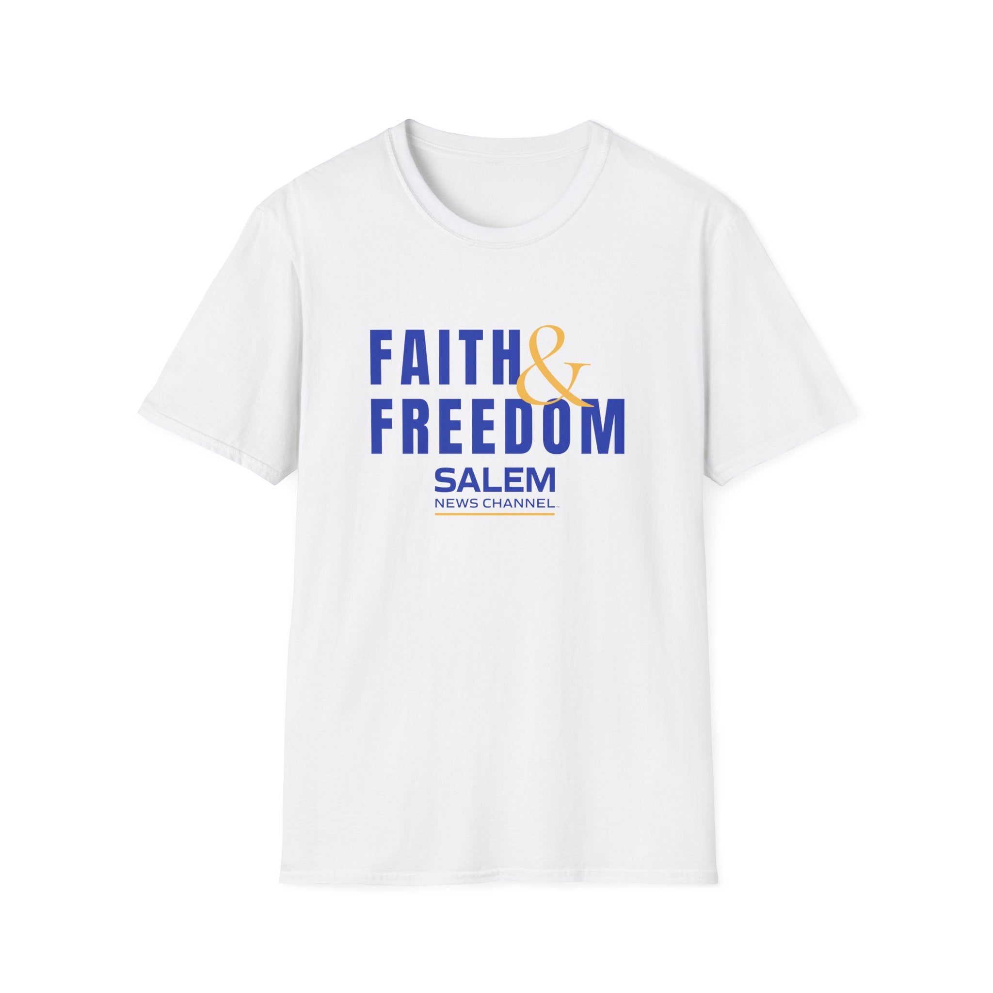 Salem News Channel - Faith & Freedom (Blue & Gold) White T-Shirt