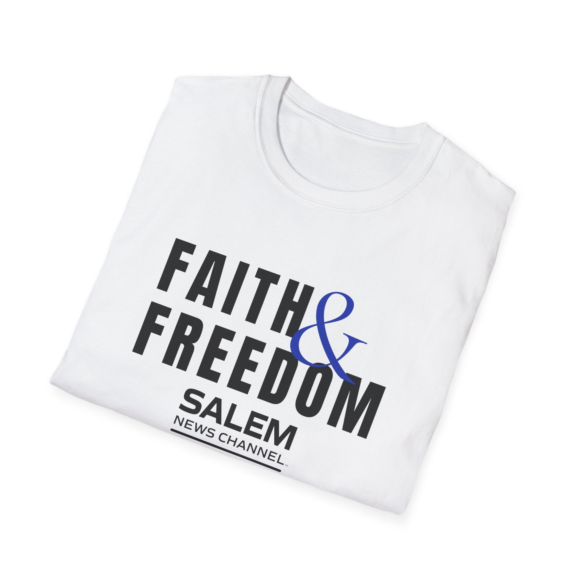 Salem News Channel - Faith & Freedom (Black and Blue) White T-Shirt