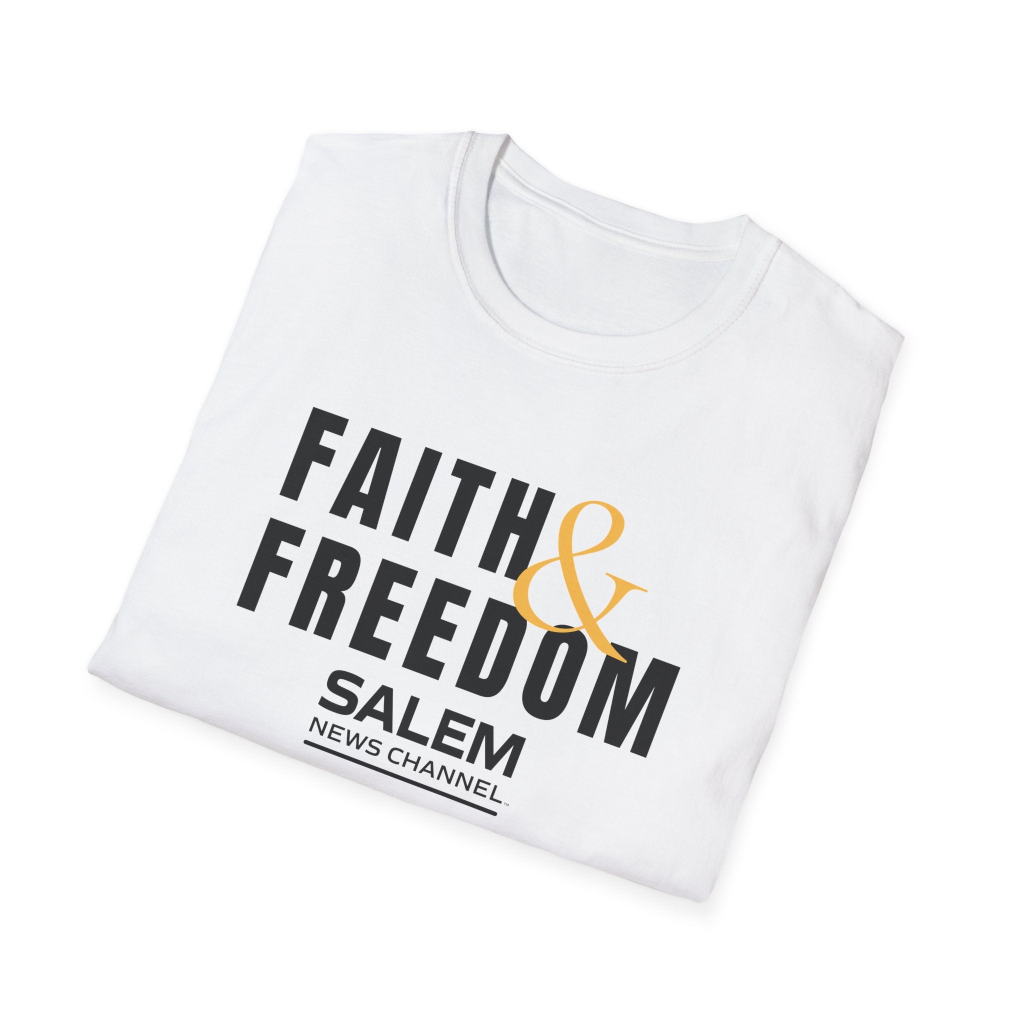 Salem News Channel - Faith & Freedom (Black and Gold) White T-Shirt
