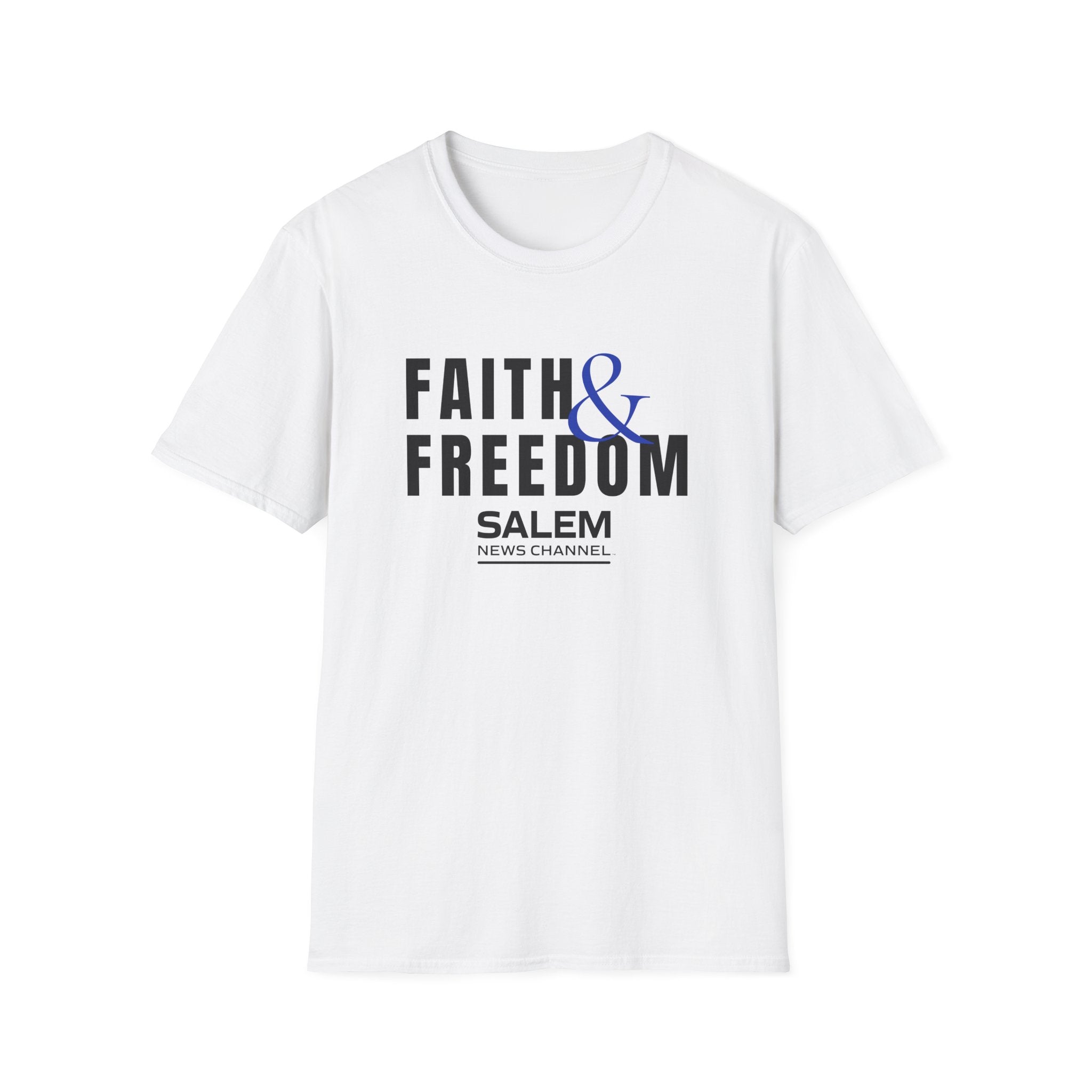 Salem News Channel - Faith & Freedom (Black and Blue) White T-Shirt