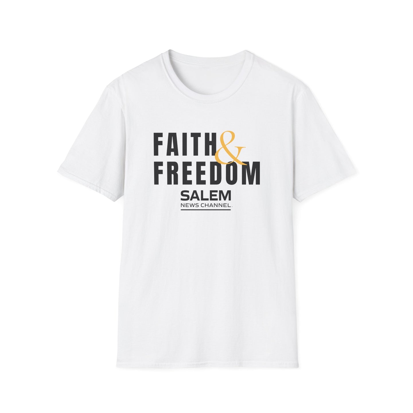 Salem News Channel - Faith & Freedom (Black and Gold) White T-Shirt