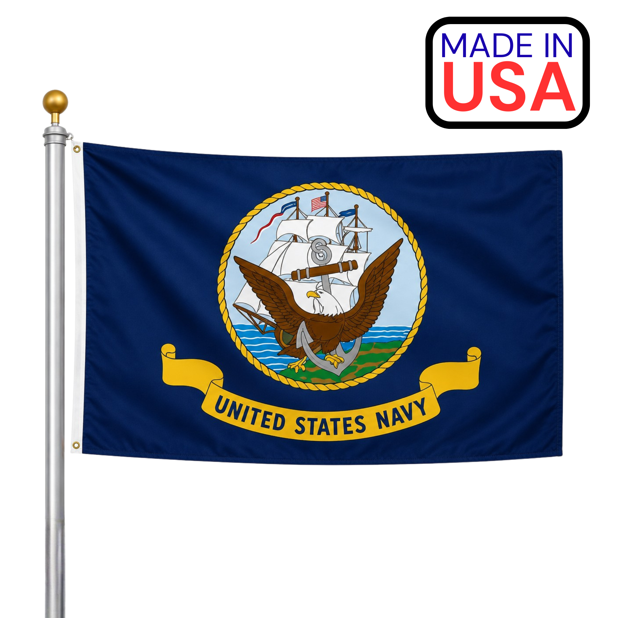 US Navy Flag / Outdoor Nylon / Made In USA