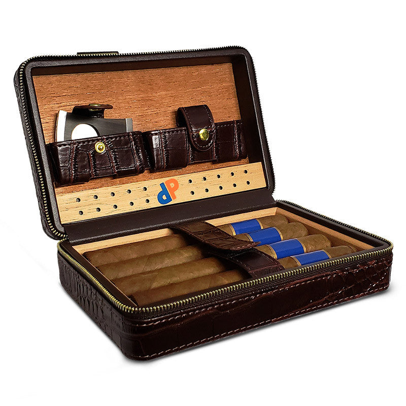 Alligator Zip Cigar Travel Case with Cutter