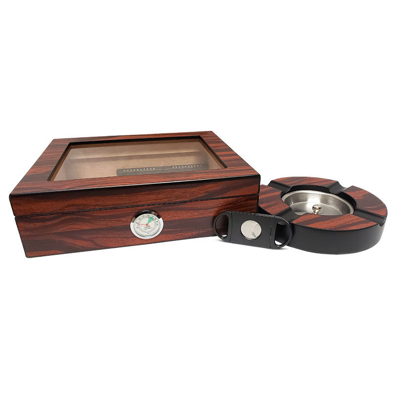 Glass Top Humidor with Tray and Cutter